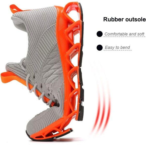 Women Orange Beige Slip-On Walking Running Shoes Blade Sneakers Non-Slip Comfort - Picture 4 of 8